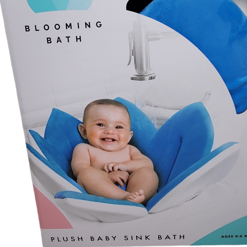 BLOOMING BATH Plush Baby Sink Bath Pillow Blue Flower NWT Boy